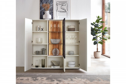 WM 2470 von Wöstmann - Highboard in weißem Lack mit drei Türen