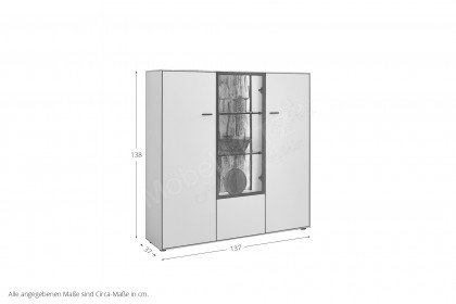 WM 2470 von Wöstmann - Highboard in weißem Lack mit drei Türen