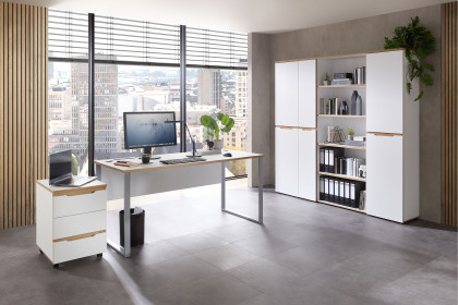Memphis-Office von Innostyle - Bürotisch weiß mit Design-Kante in Artisan