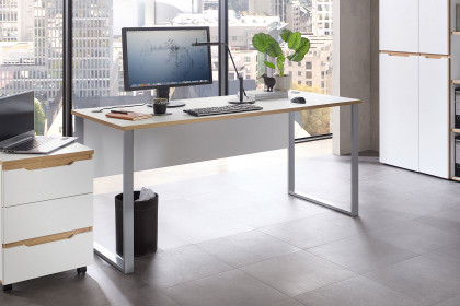 Memphis-Office von Innostyle - Bürotisch weiß mit Design-Kante in Artisan