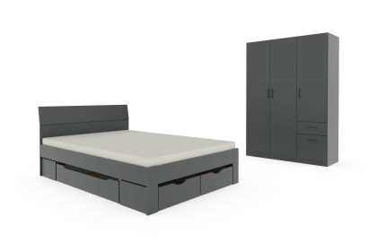 Allrounder von Rauch Blue - Schrank & Schubkastenbett grau-metallic