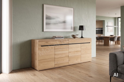 Ameno-living von Decker - Sideboard aus Wildeiche mit Absetzung in Schiefergrau