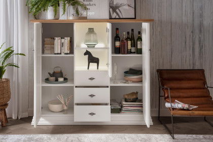 WZ-0622 von GK Möbelvertrieb - Highboard II Kiefer weiß/ Eiche