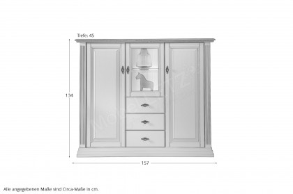 WZ-0622 von GK Möbelvertrieb - Highboard II Kiefer weiß/ Eiche