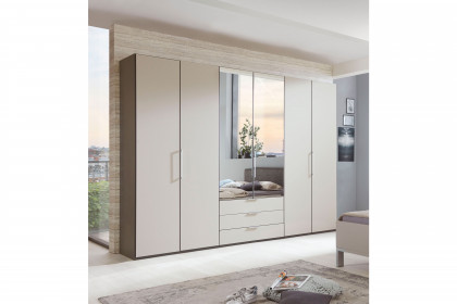 Glasgow von Wiemann - Kombi-Kleiderschrank Grauglas - Spiegel