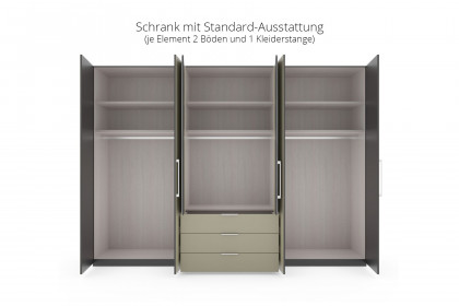 Glasgow von Wiemann - Kombi-Kleiderschrank Grauglas - Spiegel