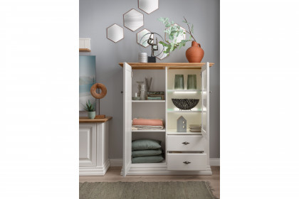 WZ-0622 von GK Möbelvertrieb - Highboard I Kiefer weiß/ Eiche