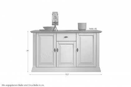WZ-0622 von GK Möbelvertrieb - Sideboard I Kiefer weiß/ Eiche