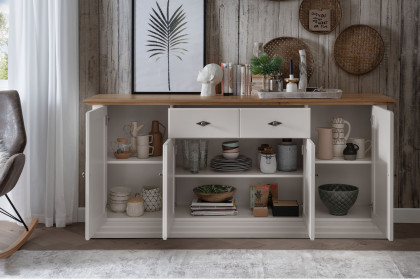 WZ-0622 von GK Möbelvertrieb - Sideboard II Kiefer weiß/ Eiche