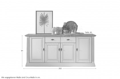 WZ-0622 von GK Möbelvertrieb - Sideboard II Kiefer weiß/ Eiche