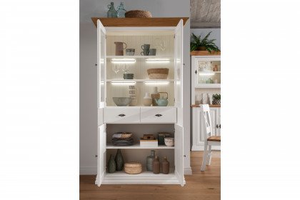 WZ-0622 von GK Möbelvertrieb - Vitrine II Kiefer weiß/ Eiche