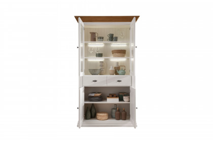 WZ-0622 von GK Möbelvertrieb - Vitrine II Kiefer weiß/ Eiche