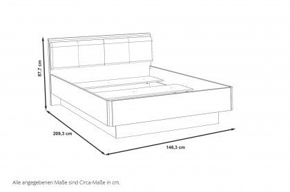 Jacky von Forte - Bett 140x200 cm mit Sockel & Kopfteilpolster
