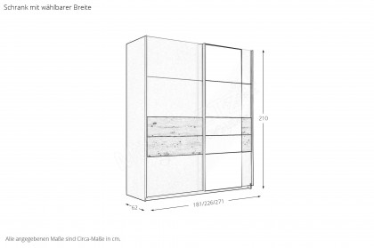 Boston-Extra von Rauch Orange - Schwebetürenschrank dunkelgrau - Eiche