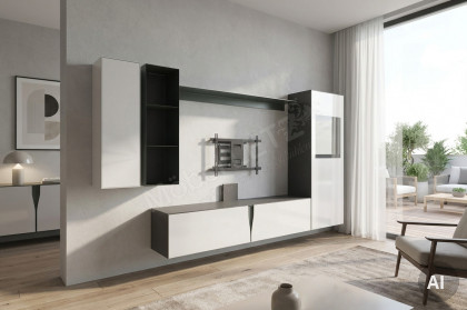 Vinci von LEONARDO Living - Wohnwand Keramik stone/ Glas weiß