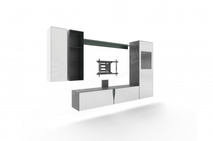 Vinci von LEONARDO Living - Wohnwand Keramik stone/ Glas weiß