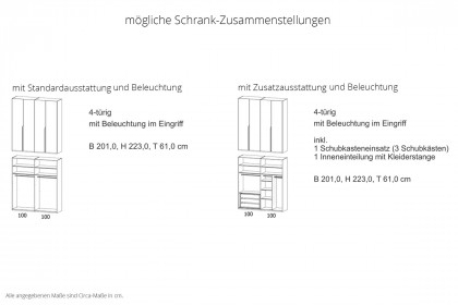 Venice von set one by Musterring - Schrank champagner mit Beleuchtung