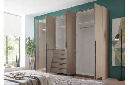 Arnis von POL Power - Kleiderschrank kaschmir 6-türig mit 5 Schubladen