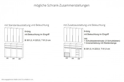 Venice von set one by Musterring - 6-türiger Schrank mit Akzent-Beleuchtung