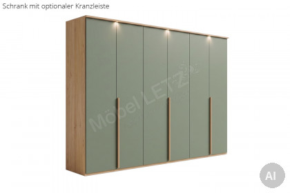 Montino von Musterring - Drehtürenschrank Balkeneiche - Lack grün
