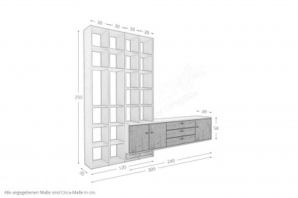 Manhattan von Rietberger - Sideboard mit Regal in Lack weiß und Eiche