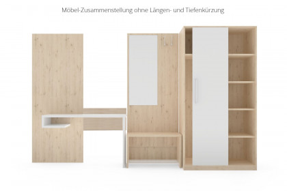 MULTIFLEX von Schlüter Möbelfabrik - Garderoben-Set mit Schreibtisch Eiche