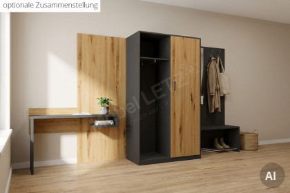 MULTIFLEX von Schlüter Möbelfabrik - Garderoben-Set mit Schreibtisch Eiche