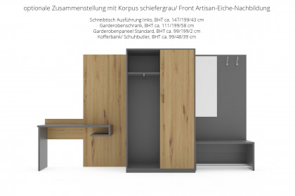 MULTIFLEX von Schlüter Möbelfabrik - Garderoben-Set mit Schreibtisch Eiche