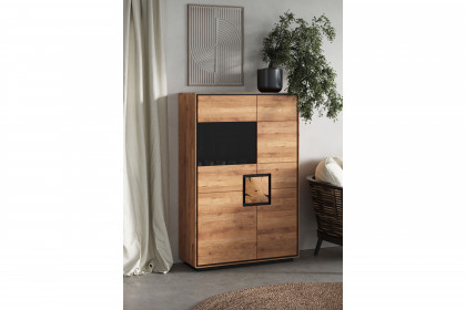 WZ-0625 von GK Möbelvertrieb - Highboard II-L aus Wildeiche mit Hirnholz