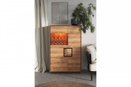 WZ-0625 von GK Möbelvertrieb - Highboard II-L aus Wildeiche mit Hirnholz