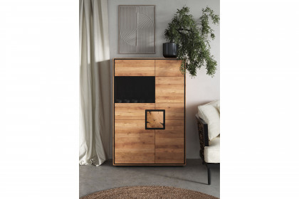 WZ-0625 von GK Möbelvertrieb - Highboard II-L aus Wildeiche mit Hirnholz