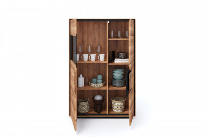 WZ-0625 von GK Möbelvertrieb - Highboard II-L aus Wildeiche mit Hirnholz