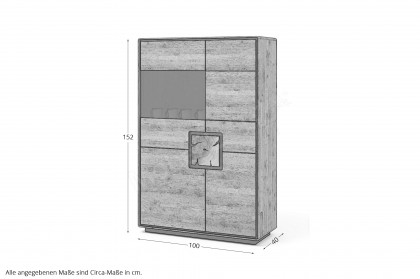 WZ-0625 von GK Möbelvertrieb - Highboard II-L aus Wildeiche mit Hirnholz