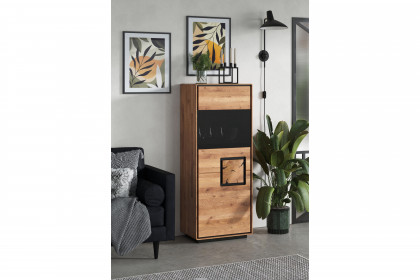 WZ-0625 von GK Möbelvertrieb - Highboard I-L aus Wildeiche mit Hirnholz