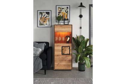WZ-0625 von GK Möbelvertrieb - Highboard I-L aus Wildeiche mit Hirnholz