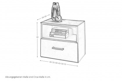 MULTIFLEX von Schlüter Möbelfabrik - Nachtkommode NEXT glattweiß - Eiche
