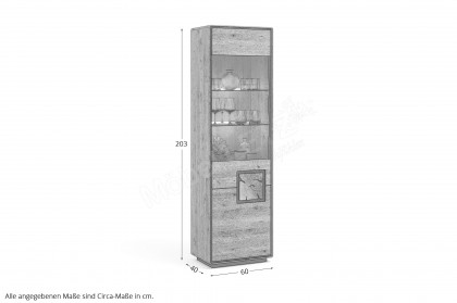 WZ-0625 von GK Möbelvertrieb - Vitrine I-L aus Wildeiche mit Hirnholz