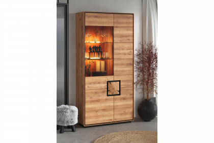 WZ-0625 von GK Möbelvertrieb - Vitrine II-L aus Wildeiche mit Hirnholz