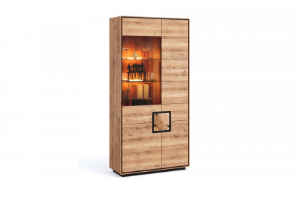 WZ-0625 von GK Möbelvertrieb - Vitrine II-L aus Wildeiche mit Hirnholz