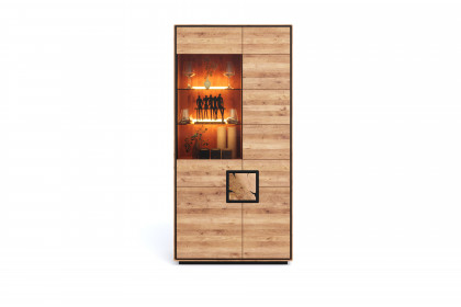 WZ-0625 von GK Möbelvertrieb - Vitrine II-L aus Wildeiche mit Hirnholz