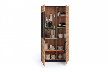 WZ-0625 von GK Möbelvertrieb - Vitrine II-L aus Wildeiche mit Hirnholz