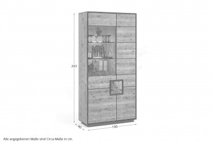 WZ-0625 von GK Möbelvertrieb - Vitrine II-L aus Wildeiche mit Hirnholz
