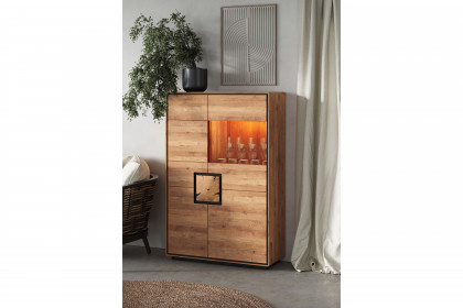 WZ-0625 von GK Möbelvertrieb - Highboard II-R aus Wildeiche mit Hirnholz
