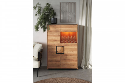 WZ-0625 von GK Möbelvertrieb - Highboard II-R aus Wildeiche mit Hirnholz