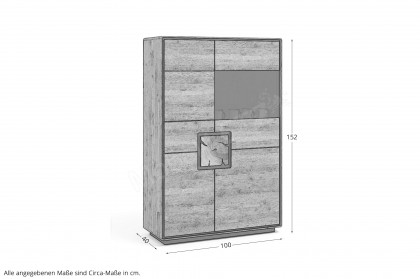 WZ-0625 von GK Möbelvertrieb - Highboard II-R aus Wildeiche mit Hirnholz