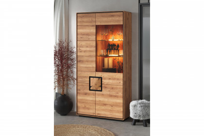 WZ-0625 von GK Möbelvertrieb - Vitrine II-R aus Wildeiche mit Hirnholz