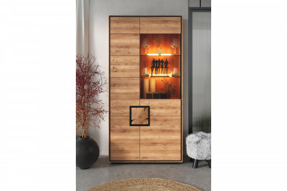 WZ-0625 von GK Möbelvertrieb - Vitrine II-R aus Wildeiche mit Hirnholz