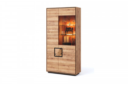 WZ-0625 von GK Möbelvertrieb - Vitrine II-R aus Wildeiche mit Hirnholz