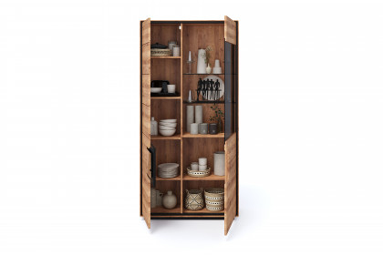 WZ-0625 von GK Möbelvertrieb - Vitrine II-R aus Wildeiche mit Hirnholz