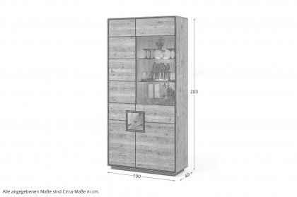 WZ-0625 von GK Möbelvertrieb - Vitrine II-R aus Wildeiche mit Hirnholz